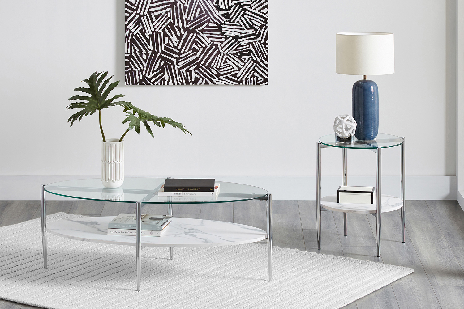 Coaster - Round Glass Top End Table in Clear/Chrome