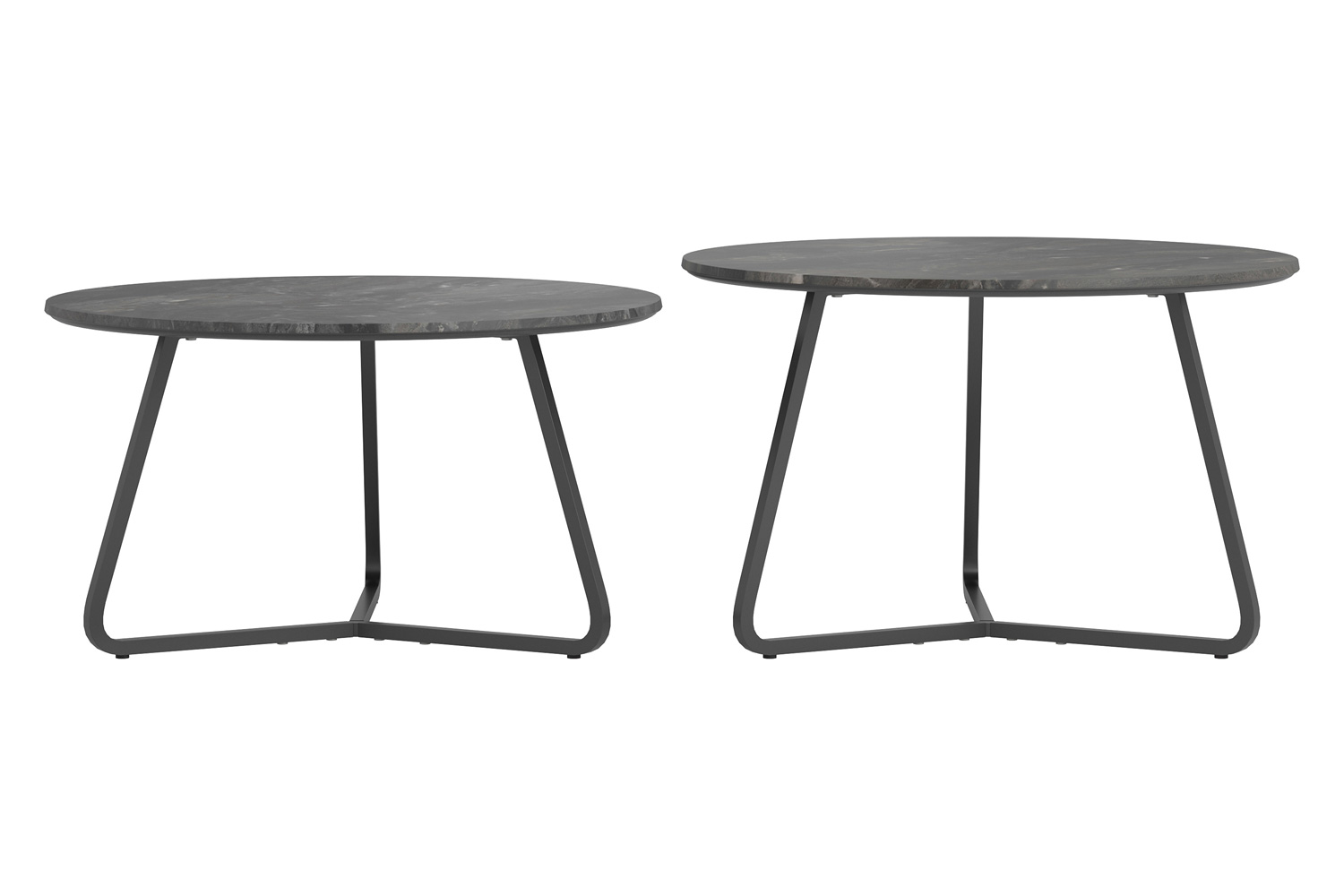 Coaster Lennox 2-Piece Round Coffee Table Set - Faux Slate/Matte Black