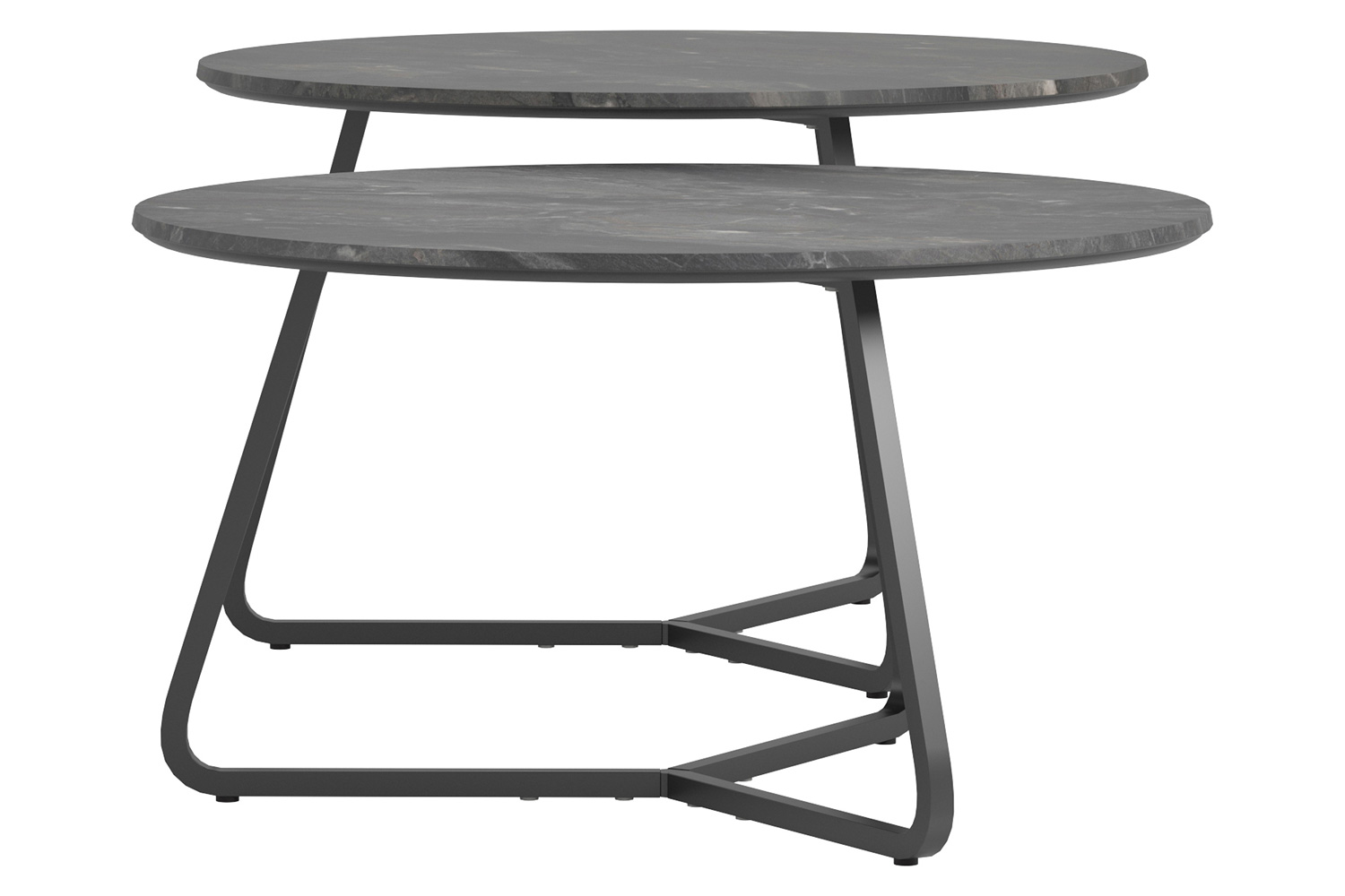 Coaster Lennox 2-Piece Round Coffee Table Set - Faux Slate/Matte Black