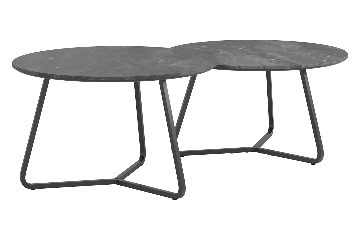 Coaster Lennox 2-Piece Round Coffee Table Set - Faux Slate/Matte Black