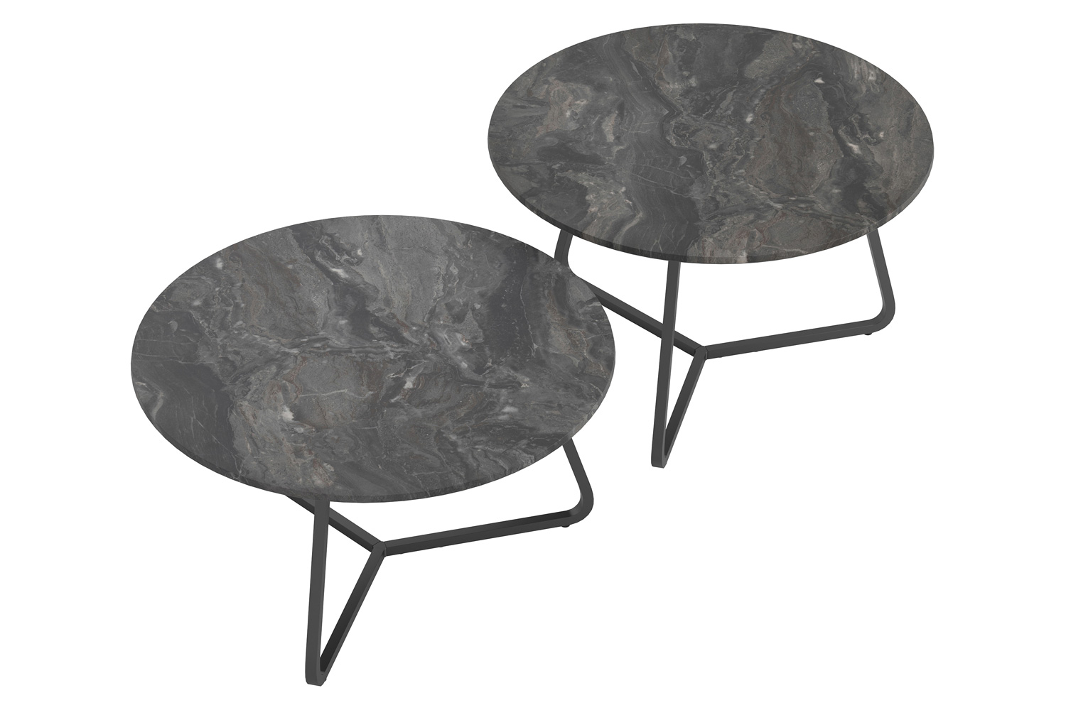 Coaster Lennox 2-Piece Round Coffee Table Set - Faux Slate/Matte Black