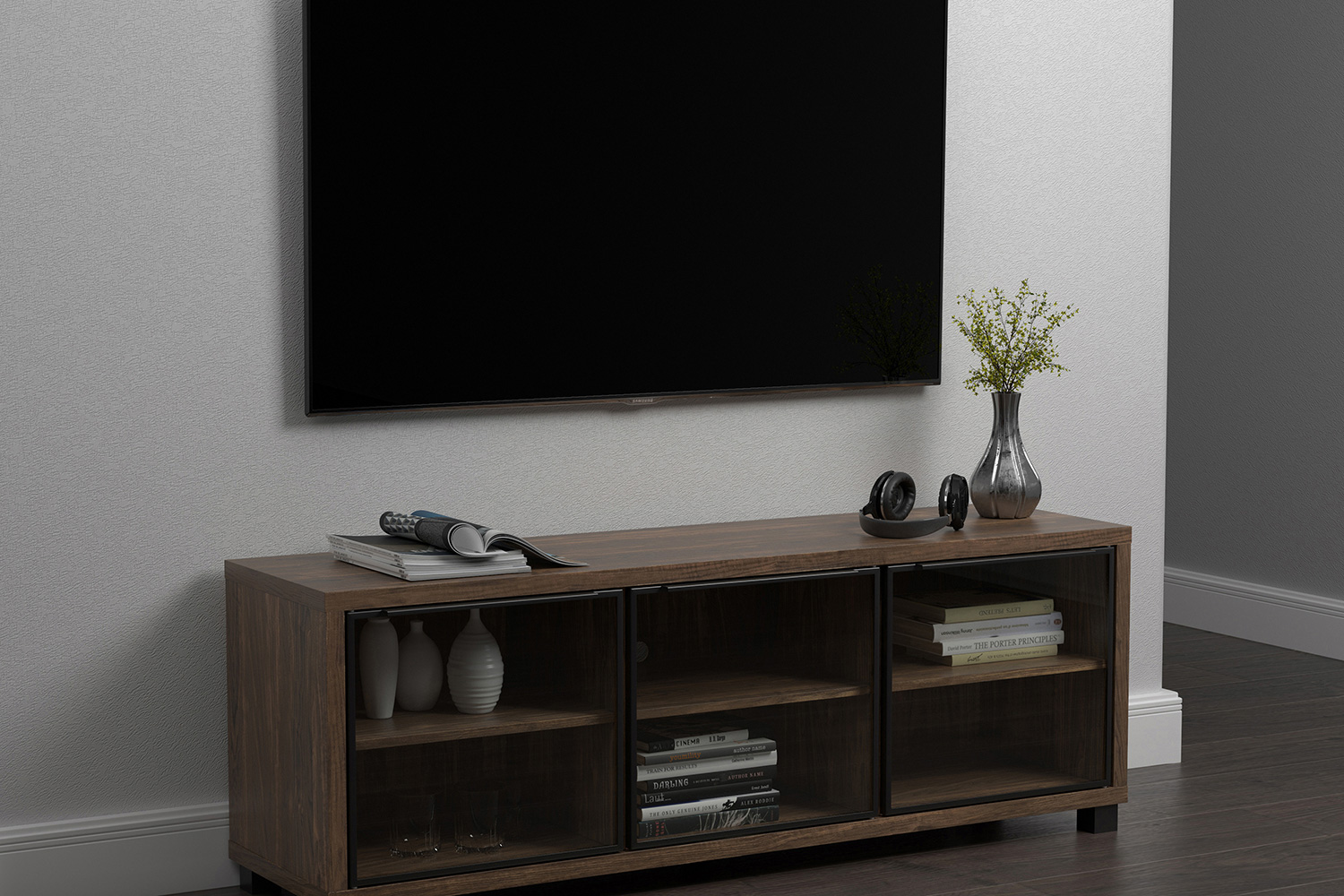 Coaster 3-Door TV Console - Aged Walnut