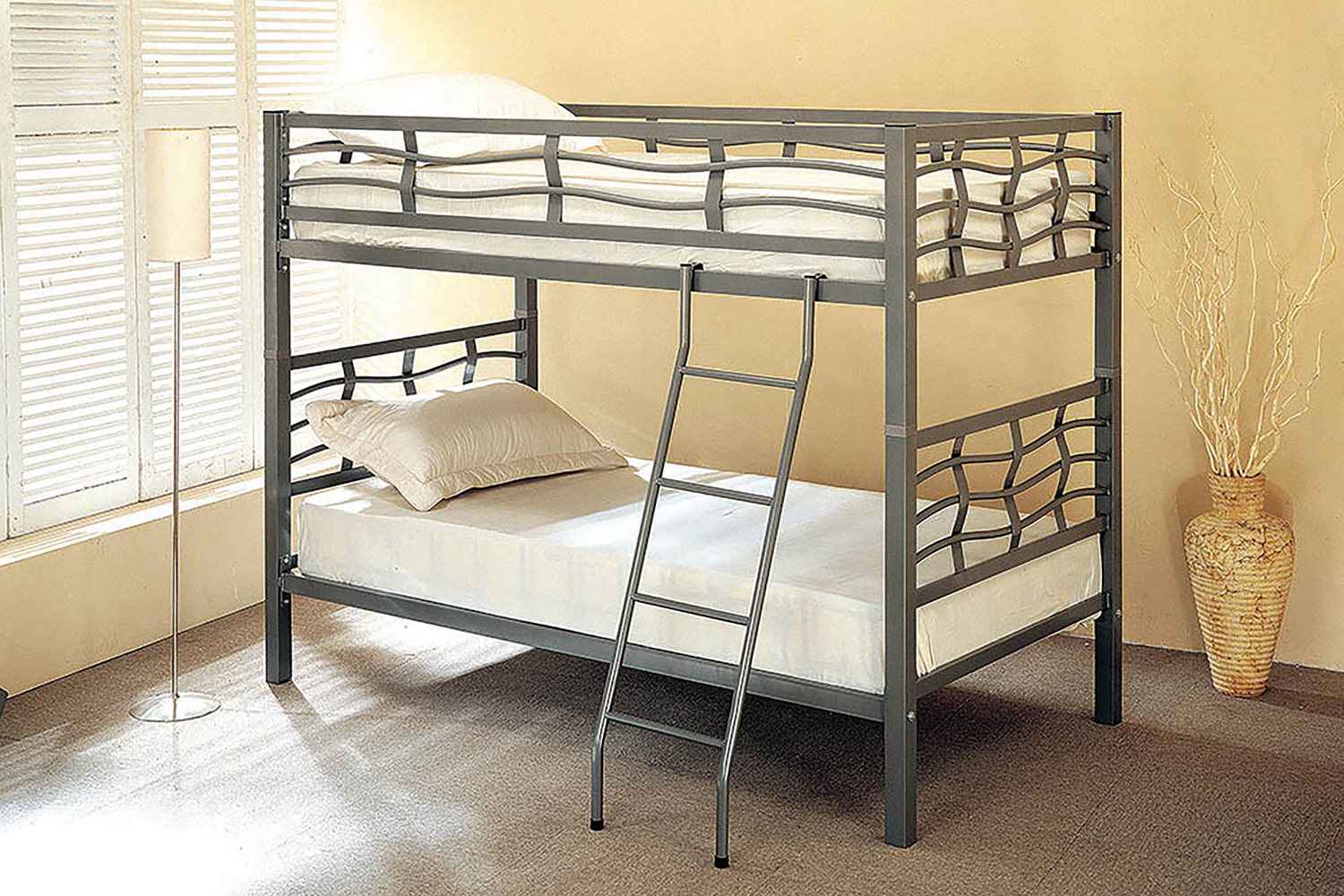 Coaster - Fairfax Twin Over Twin Bunk Bed With Ladder Light in Gunmetal