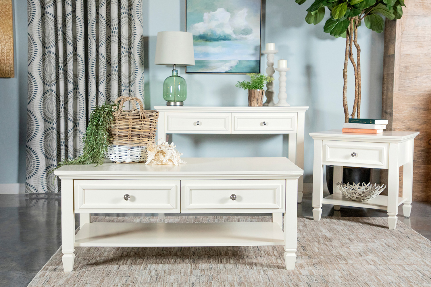 Coaster - Square 1-Drawer End Table With Lower Shelf in Buttermilk