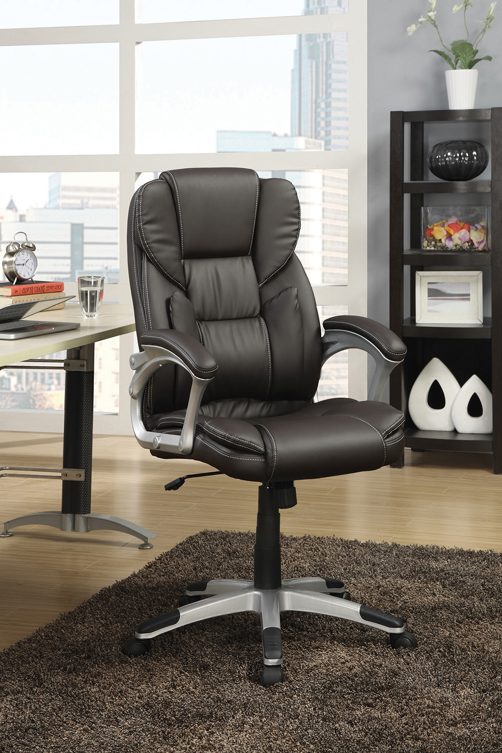 Coaster - Adjustable Height Office Chair in Dark Brown/Silver