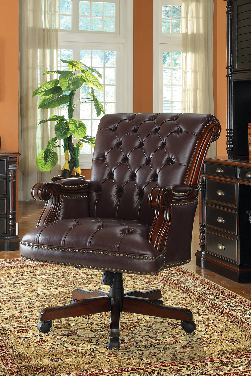 Coaster - Tufted Adjustable Height Office Chair in Dark Brown