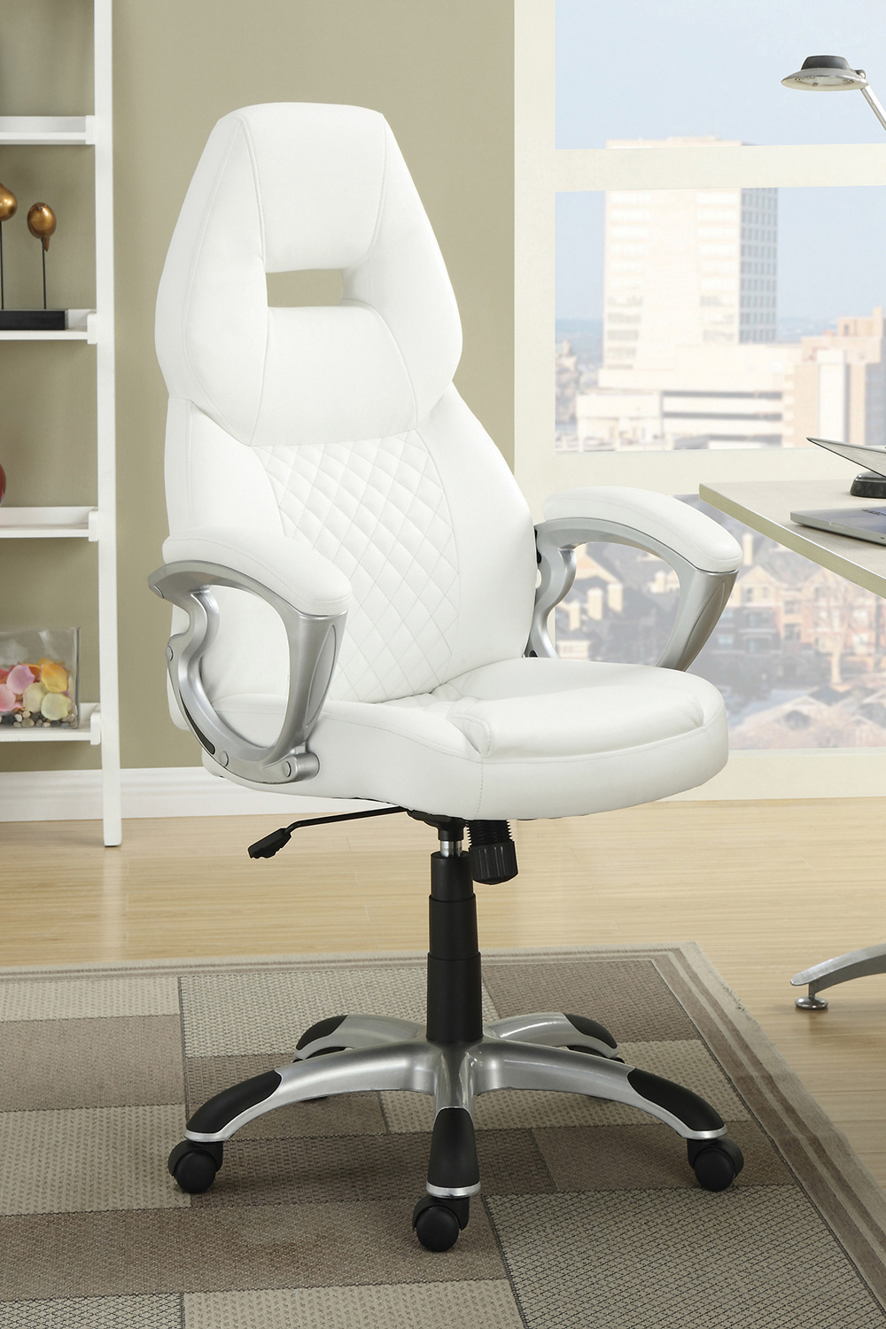 Coaster - Adjustable Height Office Chair 800150 in White/Silver