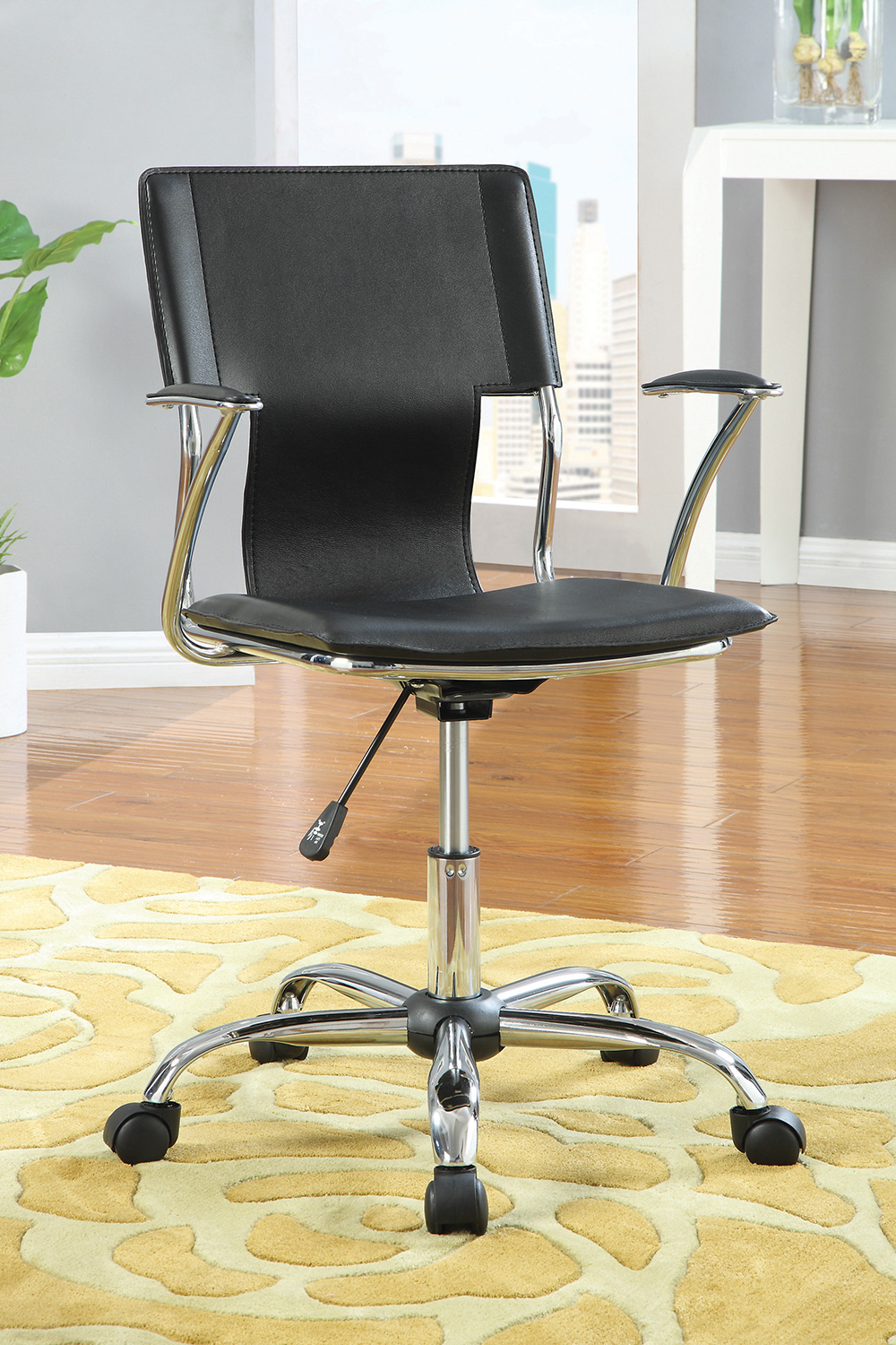 Coaster - Adjustable Height Office Chair 800207 in Black/Chrome