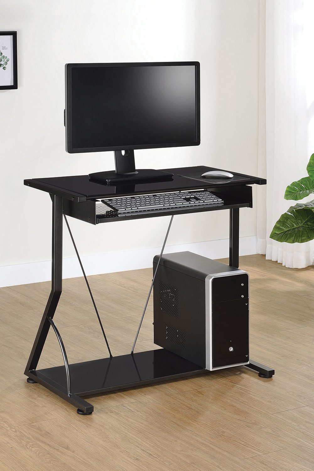 Coaster - Alastair Computer Desk With Keyboard Tray in Black