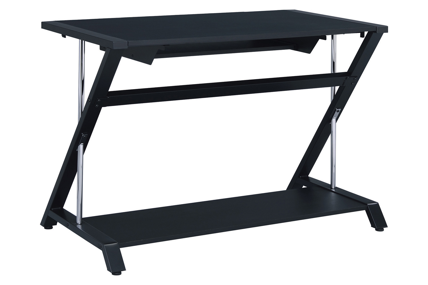 Coaster - Mallet Computer Desk With Bottom Shelf in Black