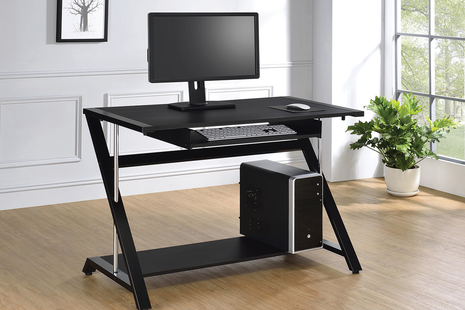 Coaster - Mallet Computer Desk With Bottom Shelf in Black