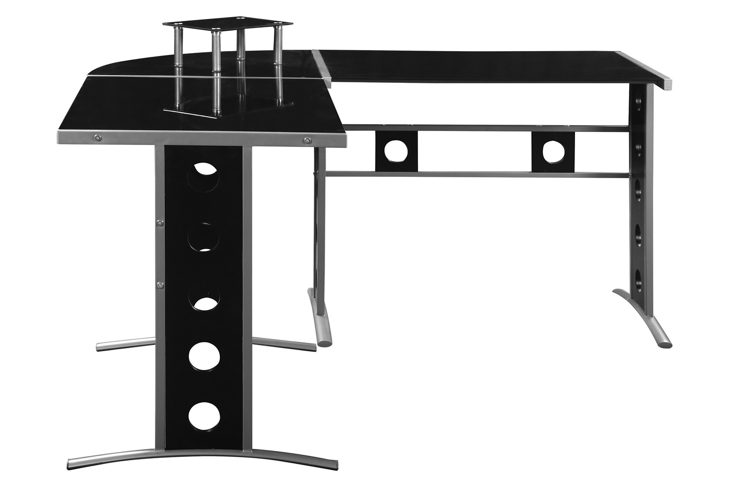 Coaster - Keizer 3-Piece L-Shape Office Desk Set in Black/Silver