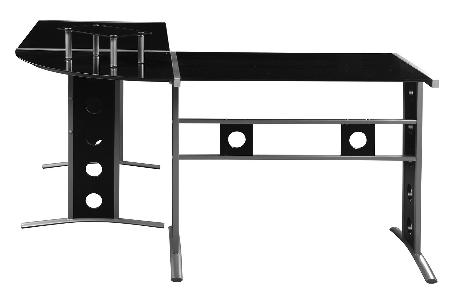 Coaster - Keizer 3-Piece L-Shape Office Desk Set in Black/Silver