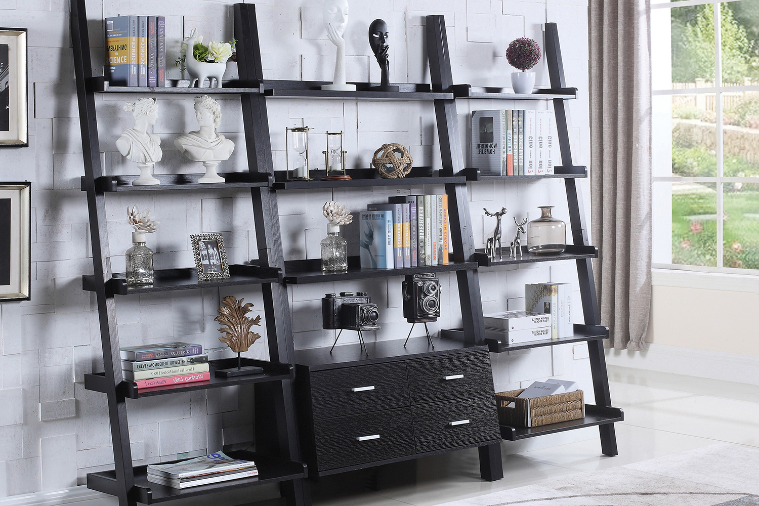 Coaster - Bower 3-Piece Storage Ladder Bookcase Set in Cappuccino