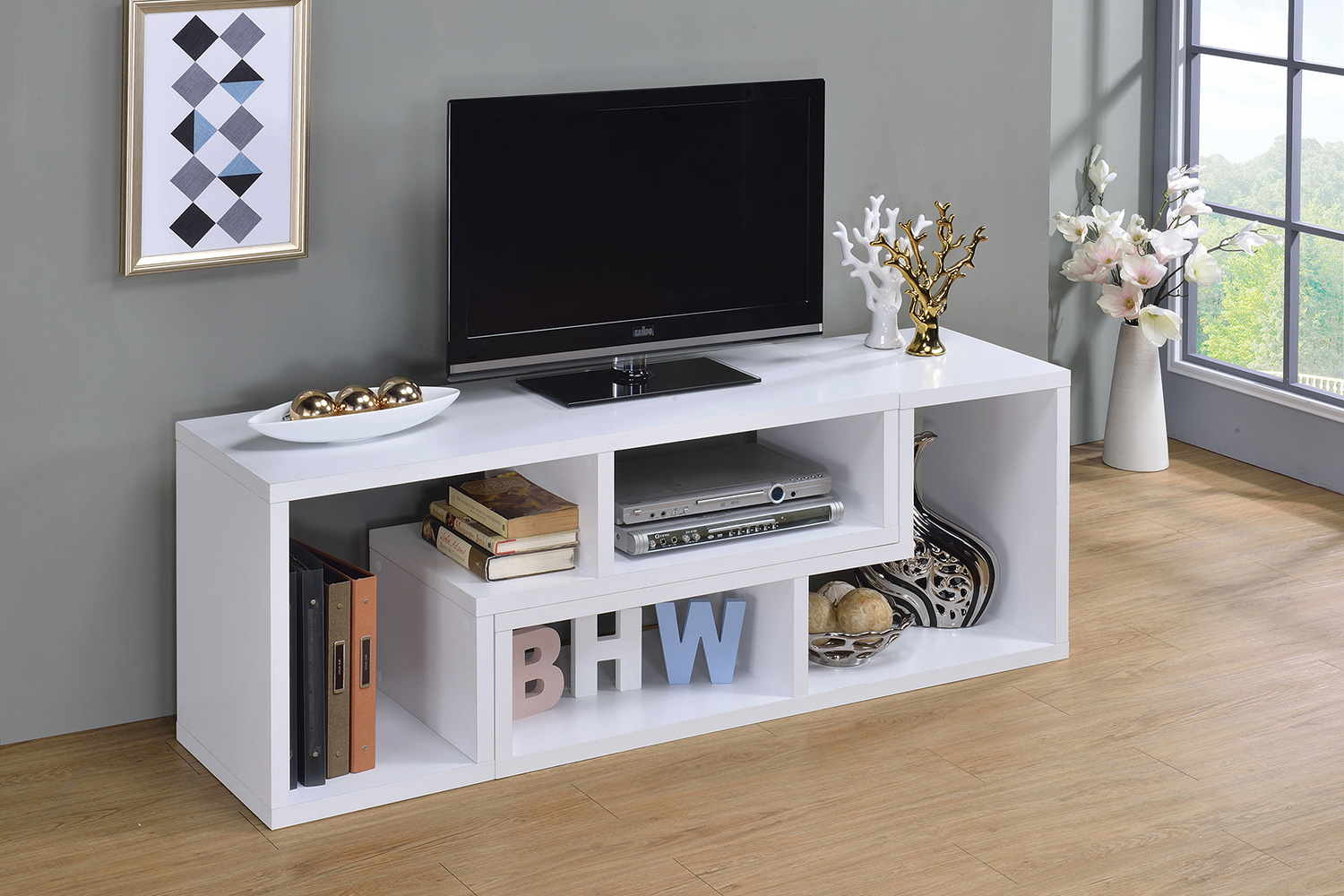 Coaster Velma Convertible TV Console And Bookcase - White