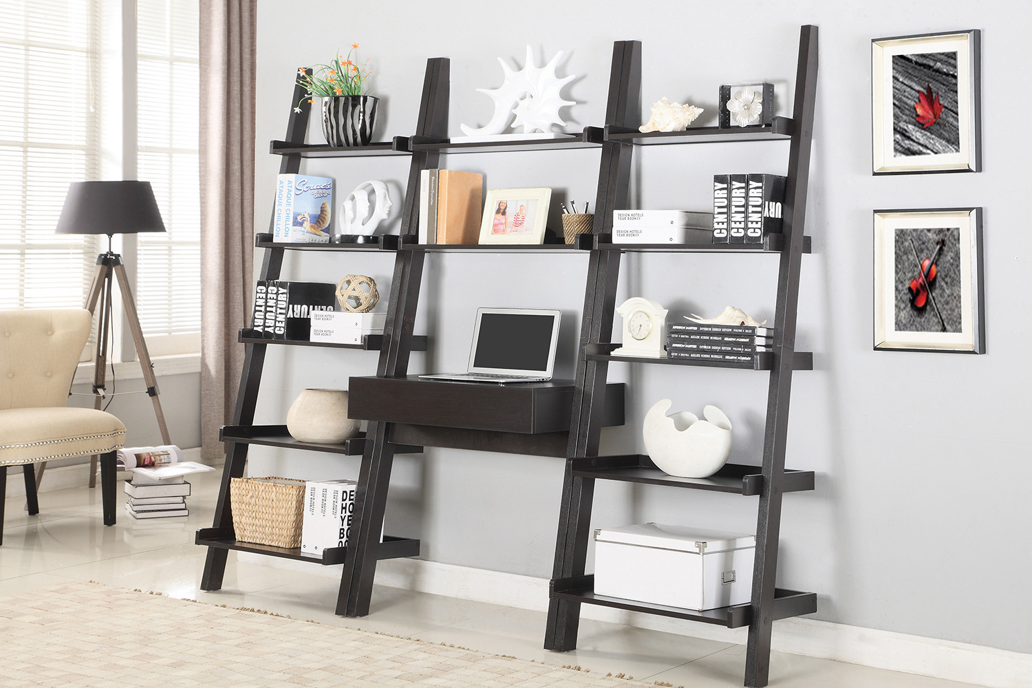 Coaster - Bower 5-Shelf Ladder Bookcase in Cappuccino