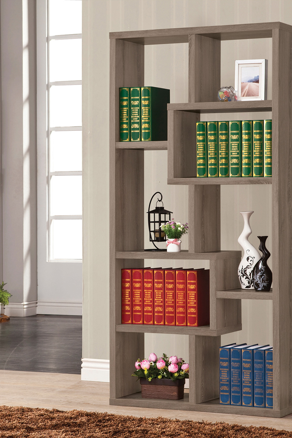 Coaster Theo 10-Shelf Bookcase - Weathered Gray