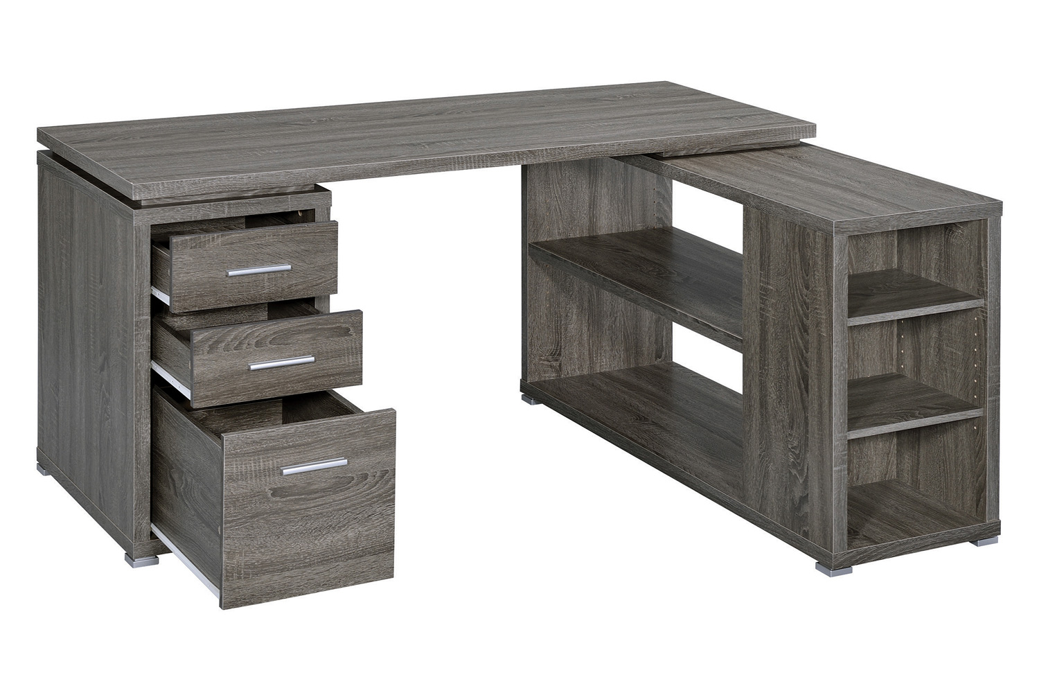 Coaster Yvette L-Shape Office Desk - Weathered Gray