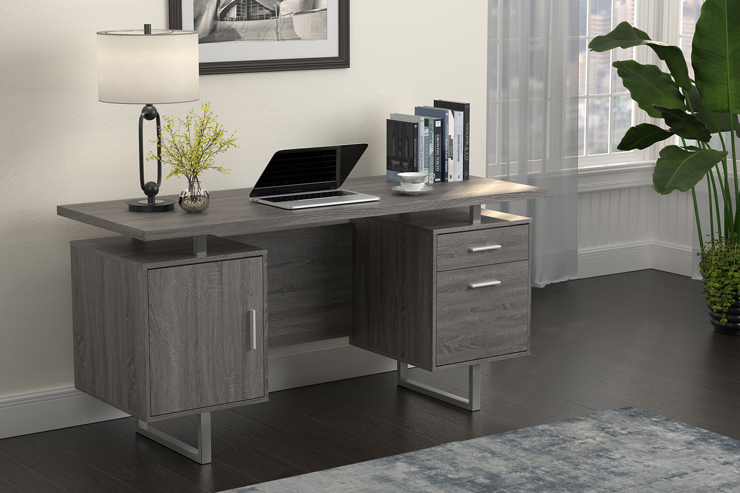 Coaster™ Lawtey Floating Top Office Desk - Weathered Gray