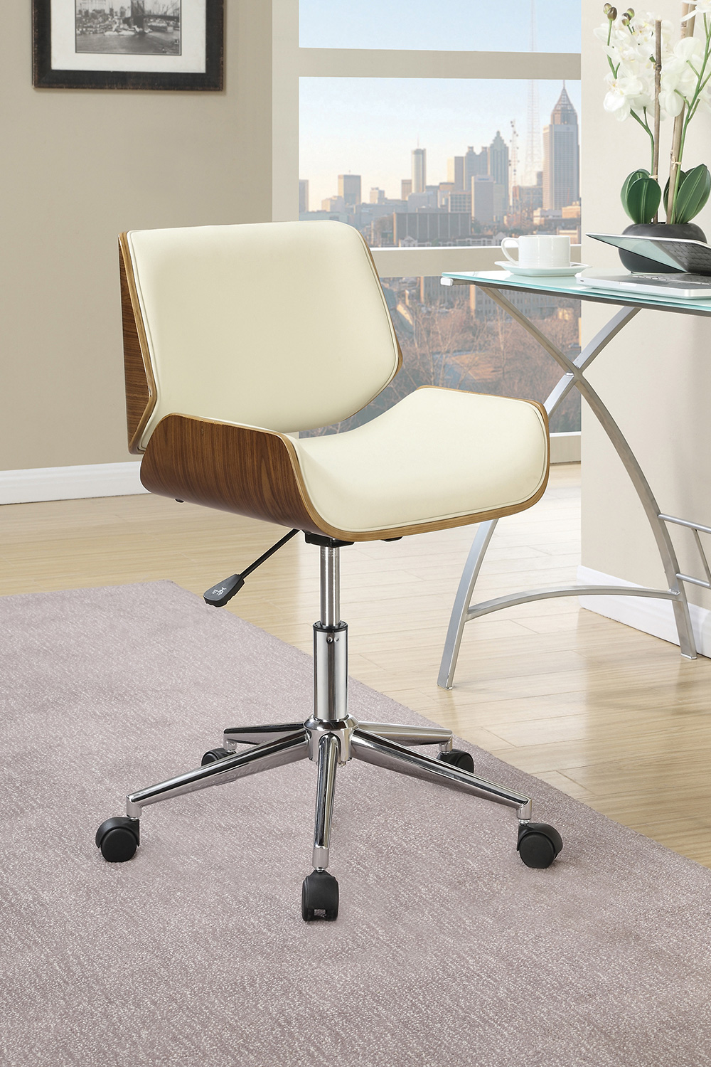 Coaster Adjustable Height Office Chair 800613 - Ecru/Chrome