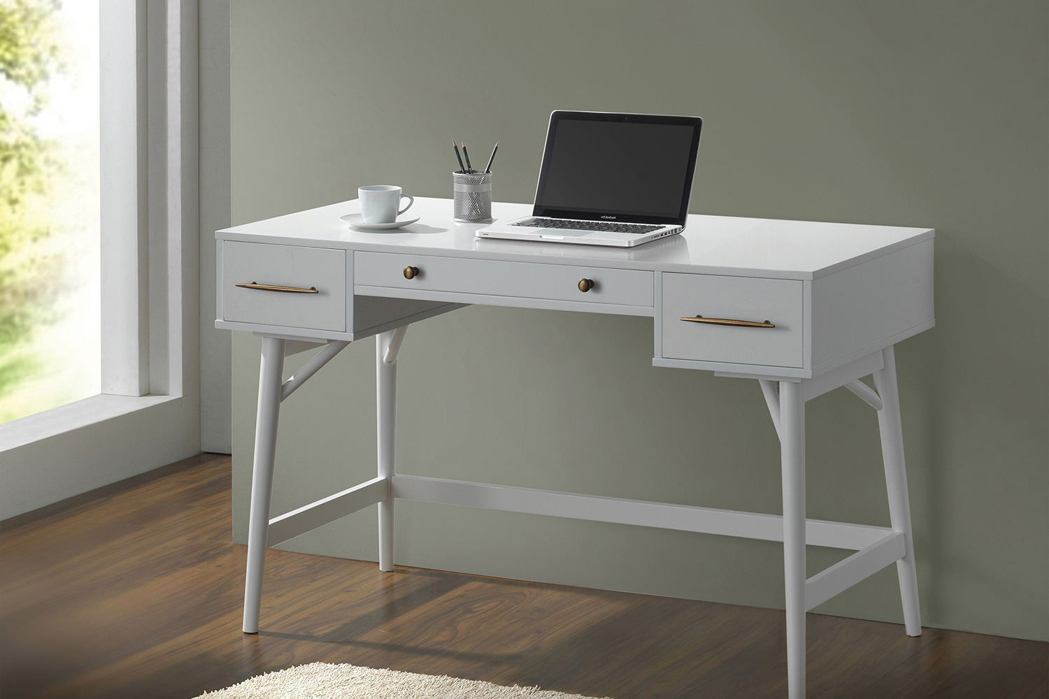 Coaster Mugga 3-Drawer Writing Desk - White