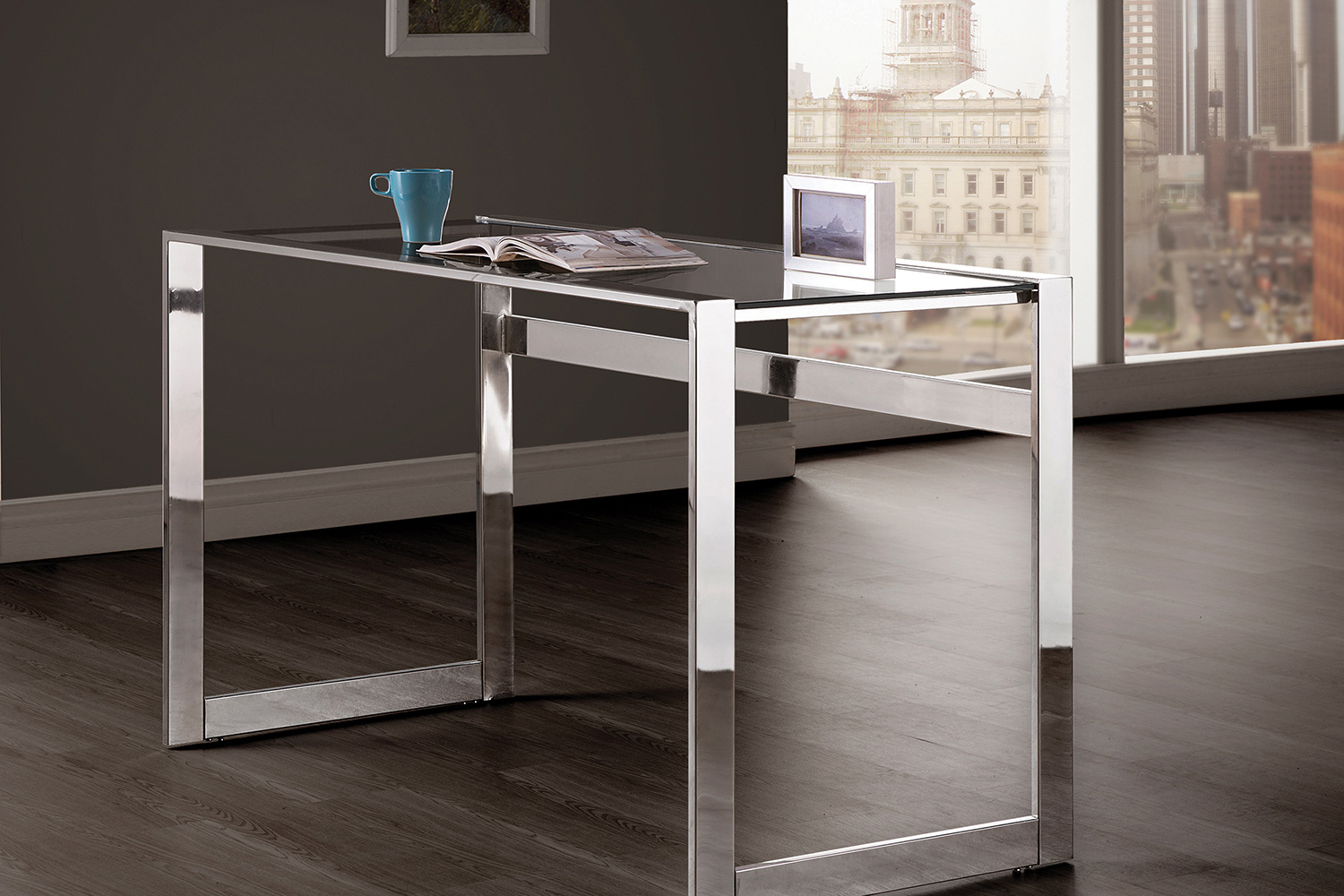 Coaster - Hartford Glass Top Writing Desk in Chrome