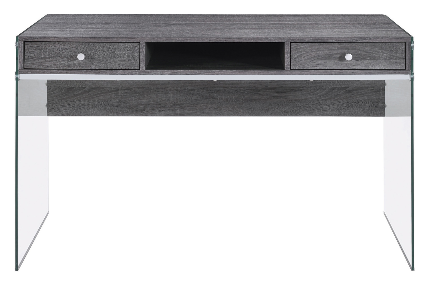 Coaster Dobrev 2-Drawer Writing Desk - Weathered Gray/Clear