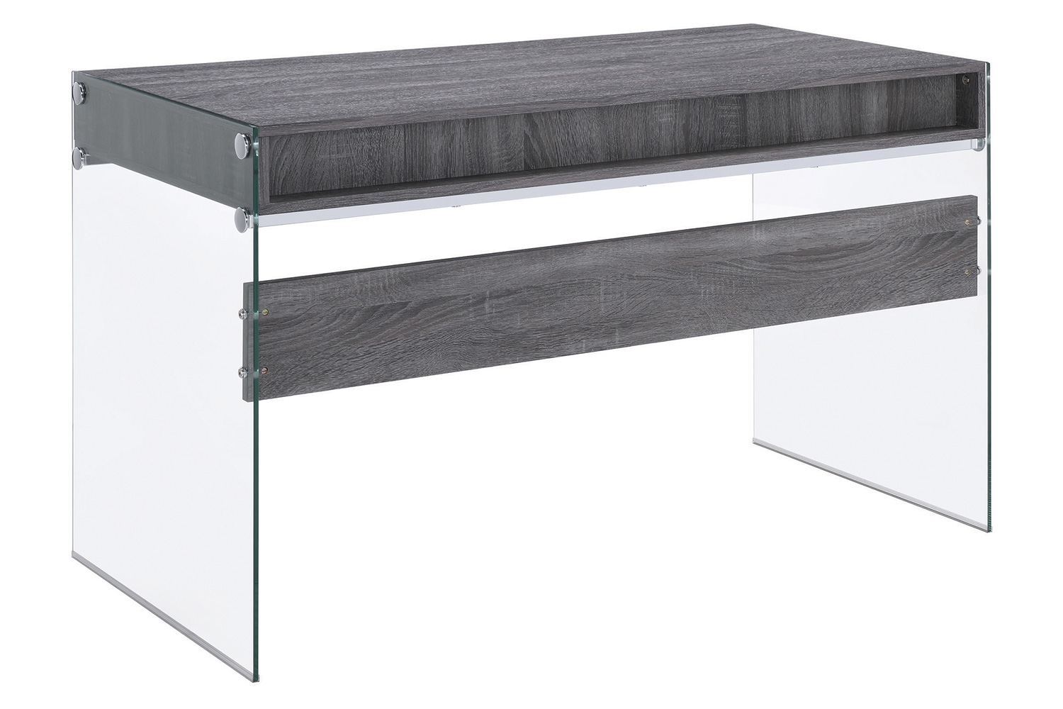 Coaster Dobrev 2-Drawer Writing Desk - Weathered Gray/Clear