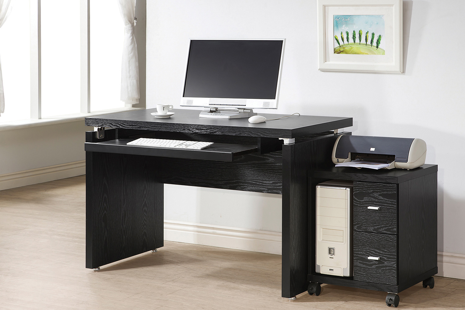 Coaster Russell Computer Desk with Keyboard Tray - Black Oak