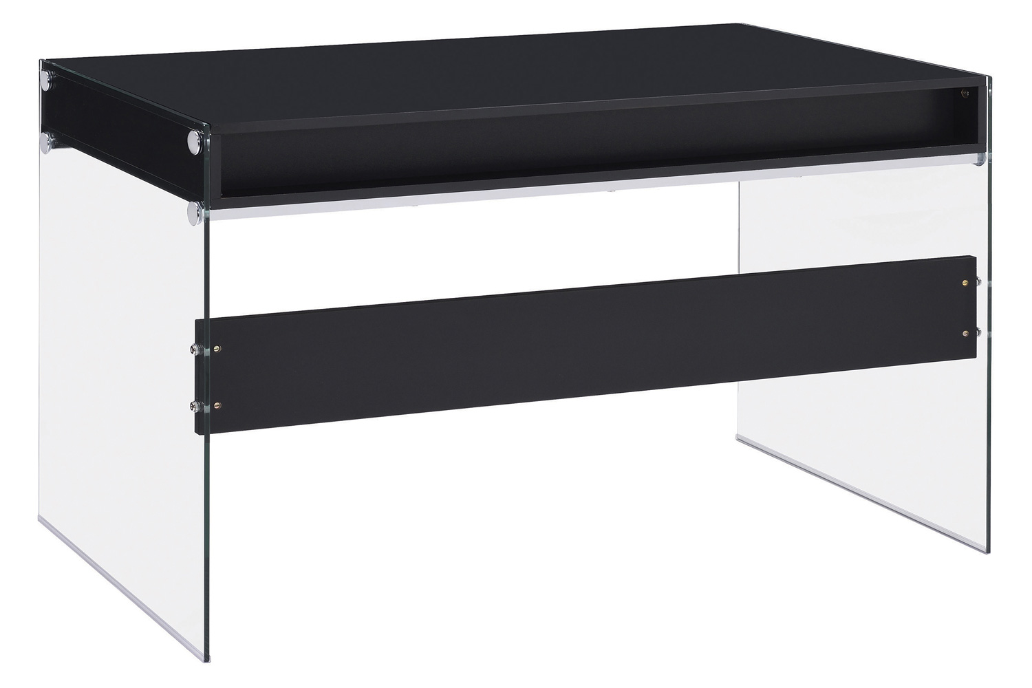 Coaster Dobrev 2-Drawer Writing Desk - Glossy Black/Clear