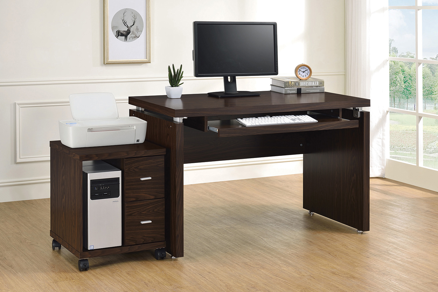 Coaster Russell Computer Desk with Keyboard Tray - Medium Oak