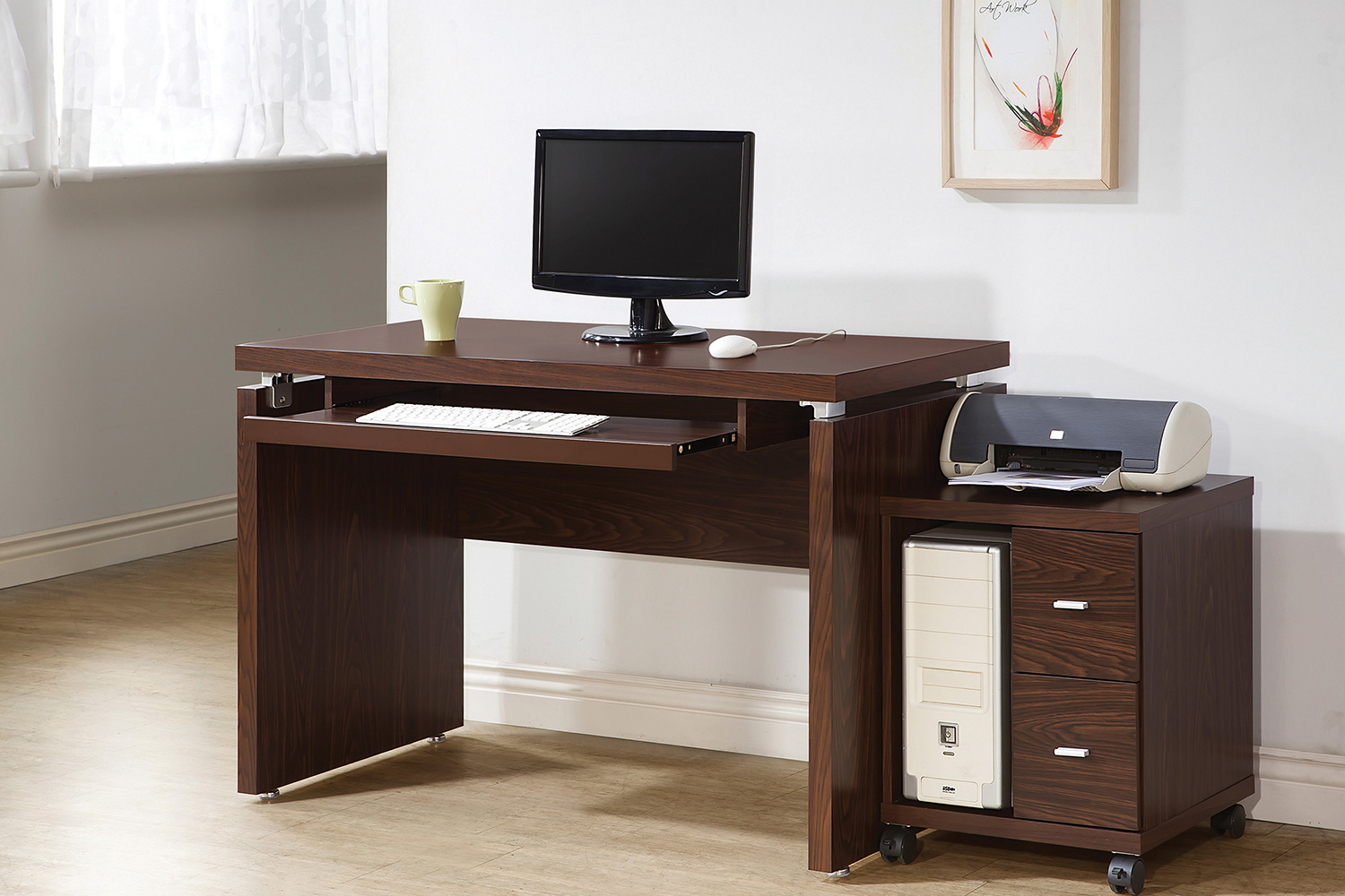 Coaster Russell Computer Desk with Keyboard Tray - Medium Oak