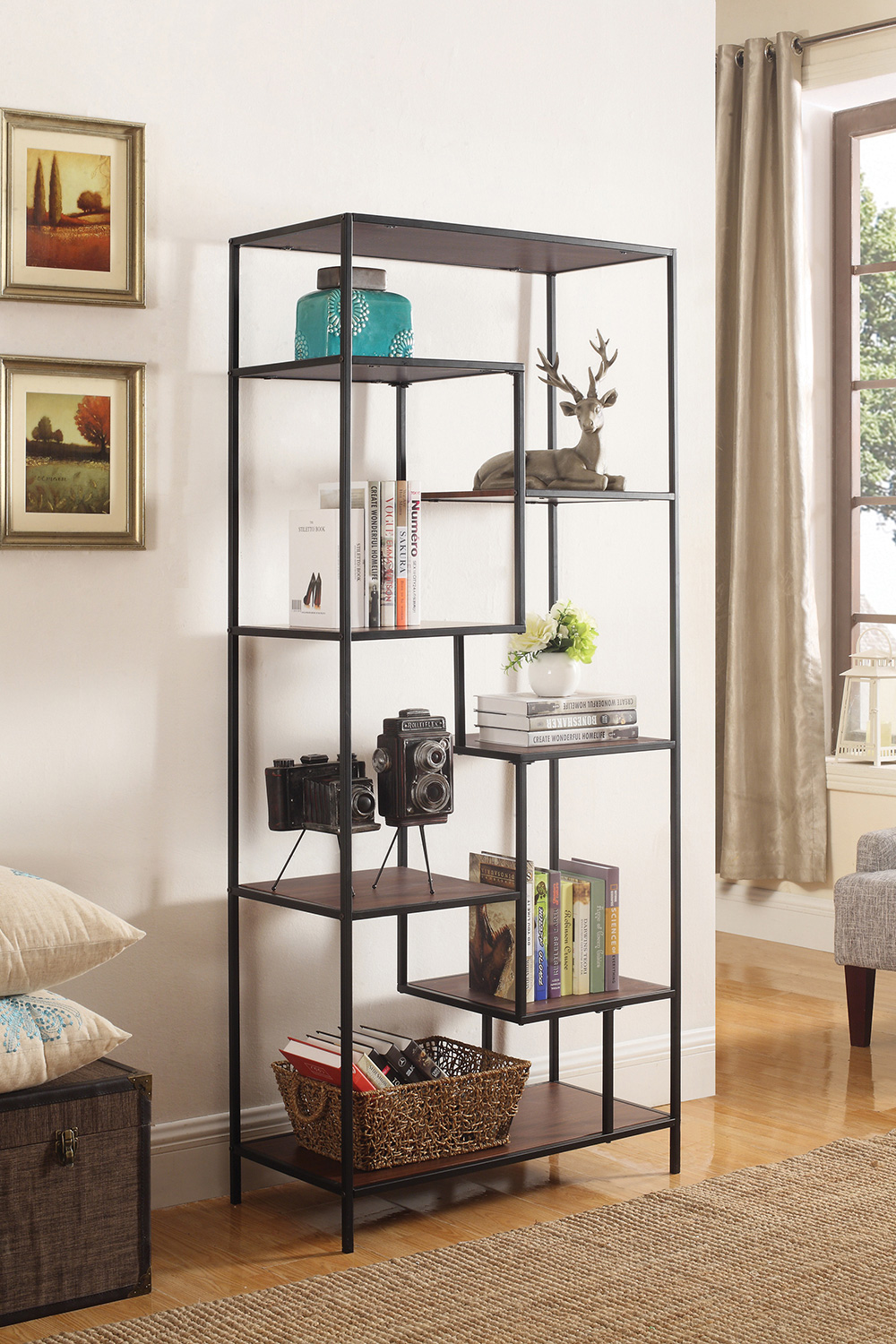 Coaster™ Asher 7-Shelf Bookcase - Walnut