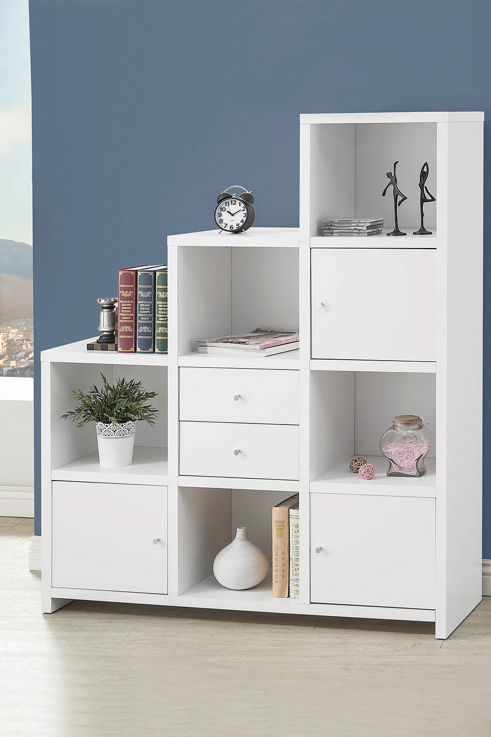 Coaster Spencer Bookcase with Cube Storage Compartments - White