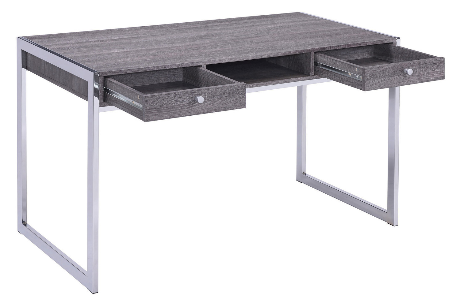 Coaster - Wallice 2-Drawer Writing Desk in Weathered Gray/Chrome