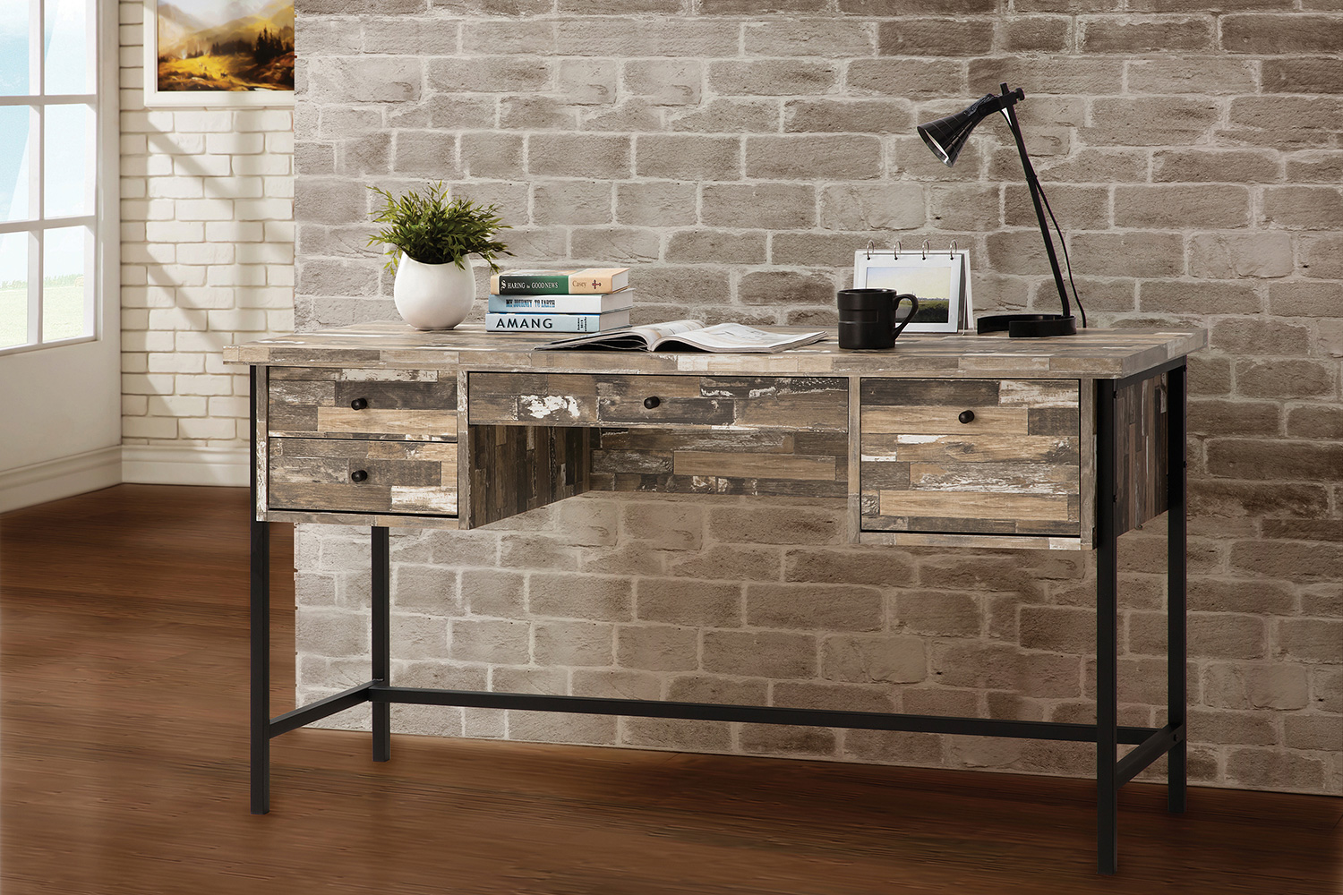 Coaster - Kemper 4-Drawer Writing Desk in Salvaged Cabin