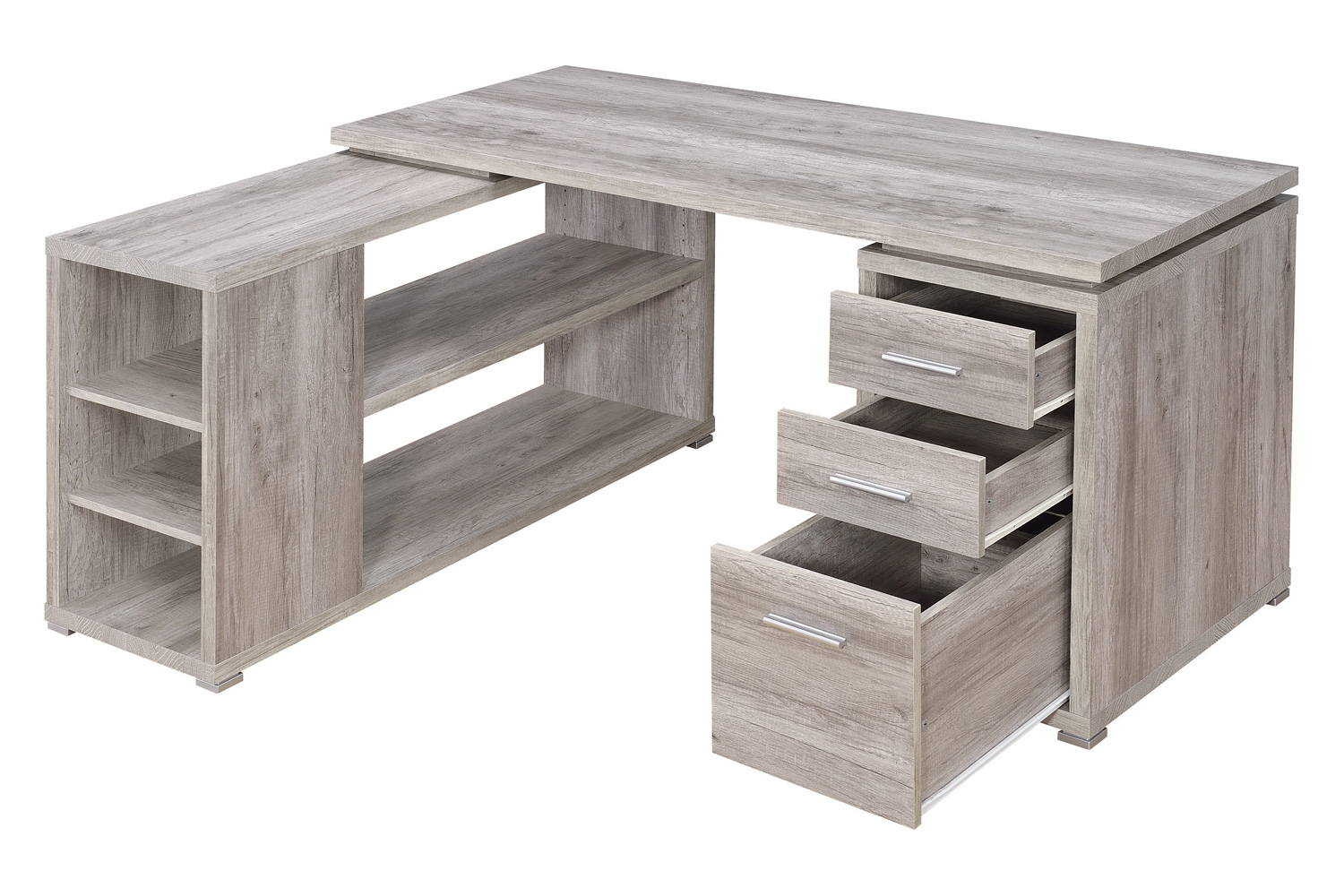 Coaster Yvette L-Shape Office Desk - Gray Driftwood