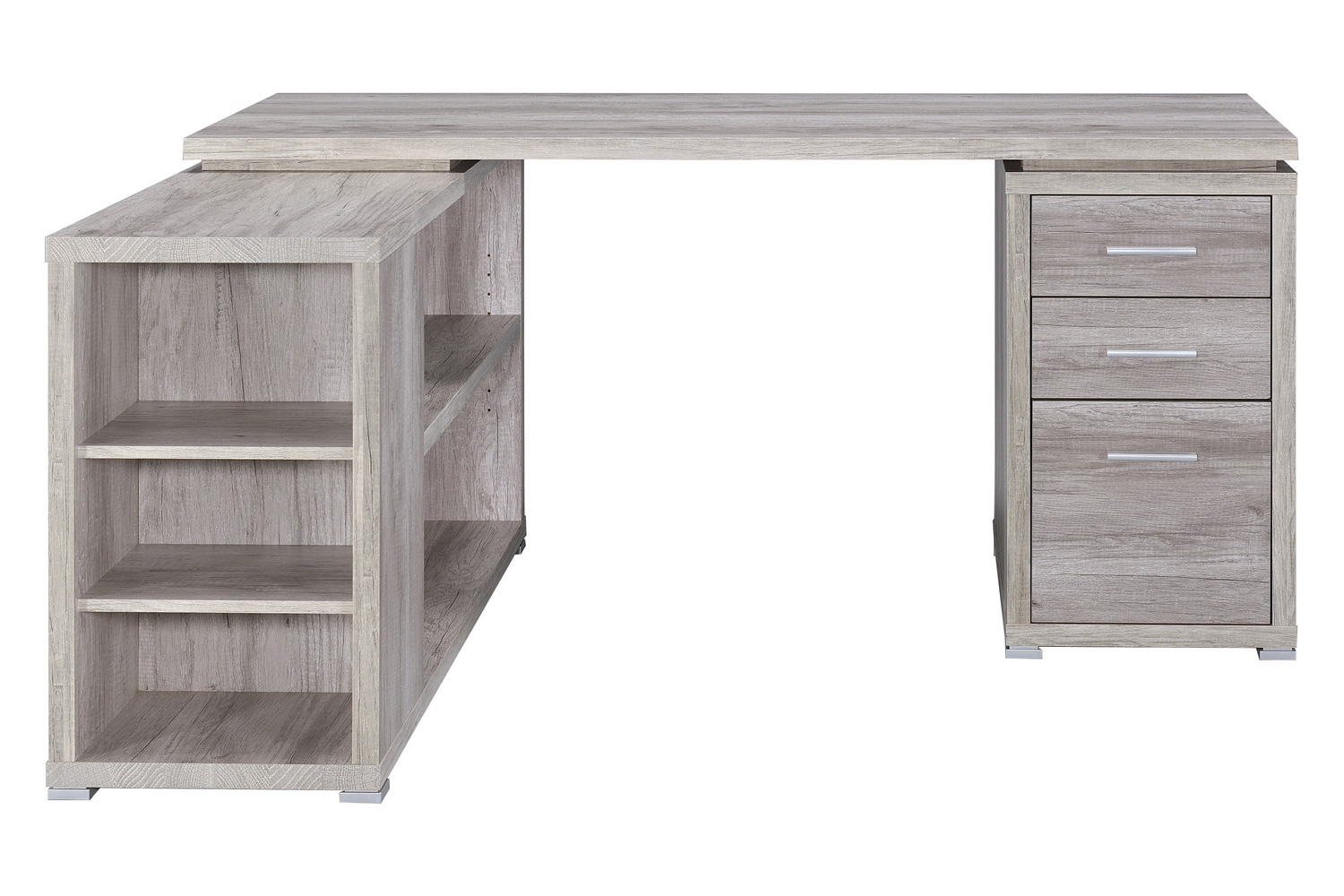 Coaster Yvette L-Shape Office Desk - Gray Driftwood