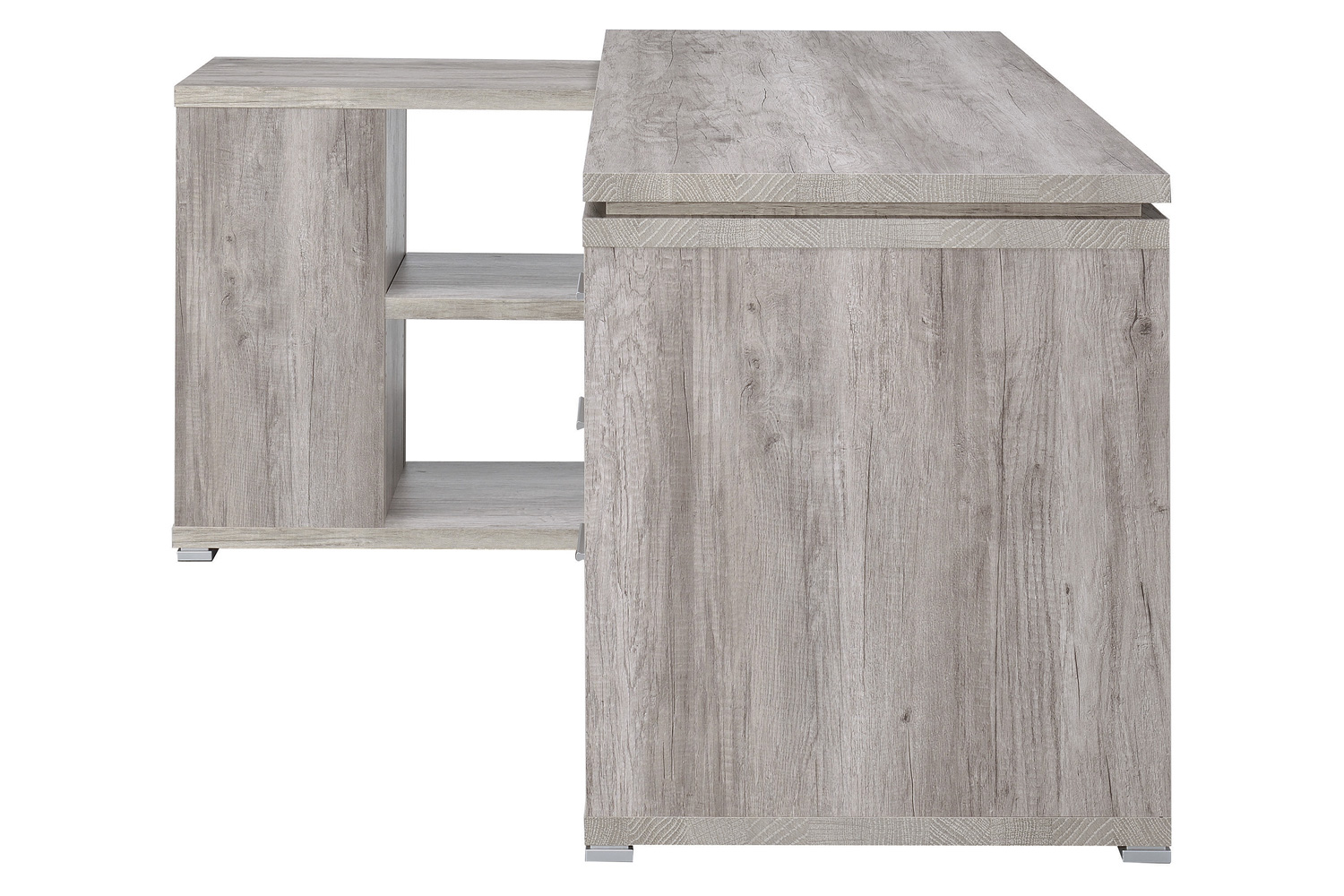 Coaster Yvette L-Shape Office Desk - Gray Driftwood