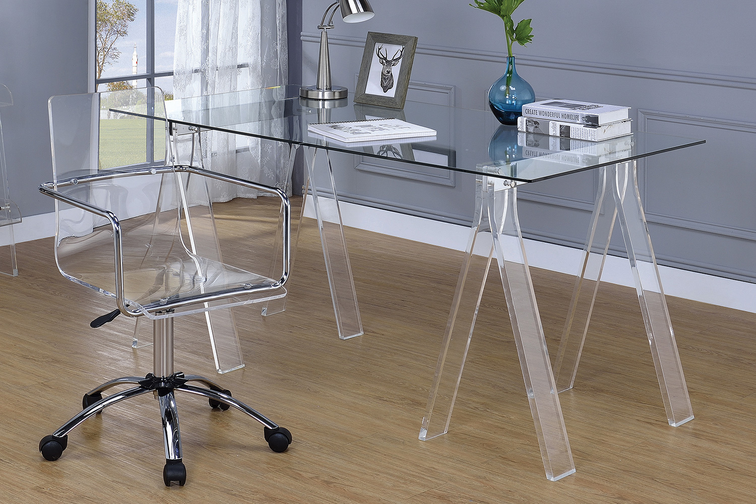 Coaster - Amaturo Writing Desk With Glass Top in Clear