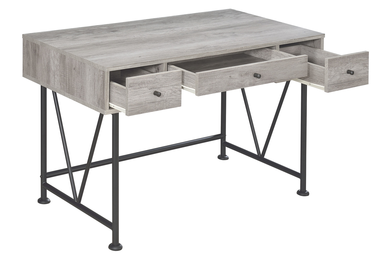 Coaster Analiese 3-Drawer Writing Desk - Gray Driftwood/Black