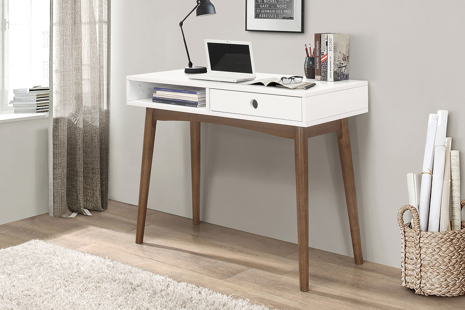 Coaster - Bradenton 1-Drawer Writing Desk in White/Walnut