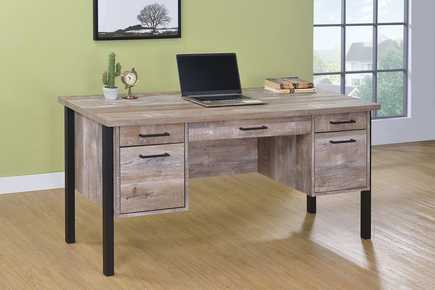 Coaster - Samson 4-Drawer Office Desk in Weathered Oak