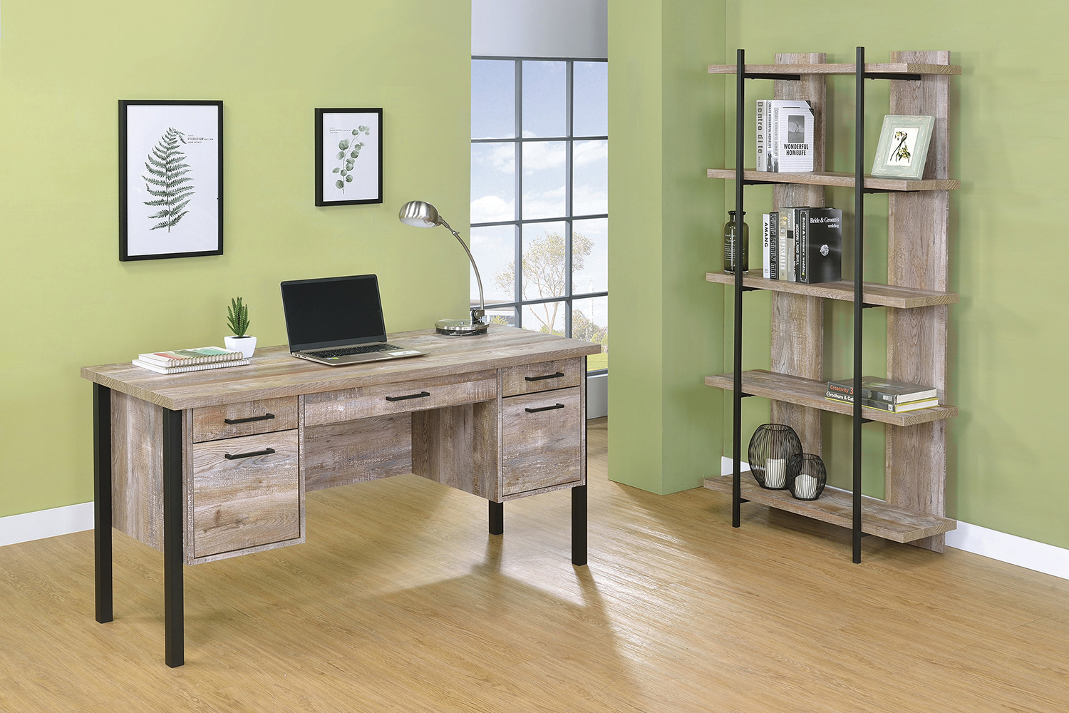 Coaster - Samson 4-Drawer Office Desk in Weathered Oak