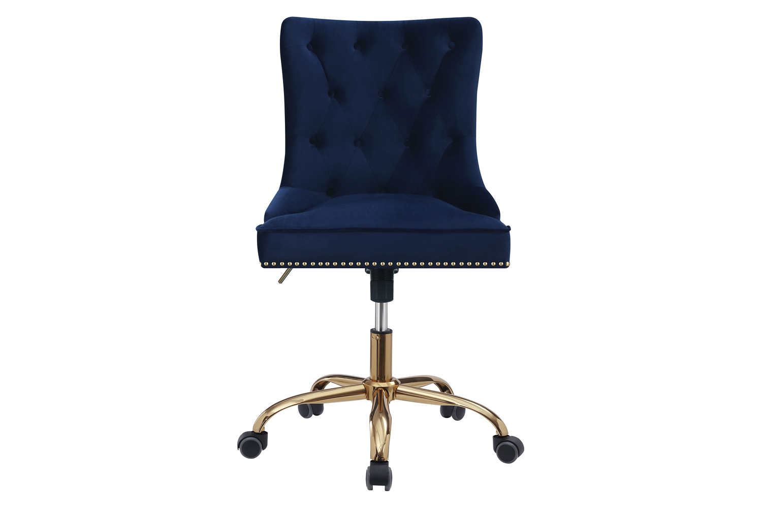 Coaster - Upholstered Office Chair With Nailhead in Blue/Brass