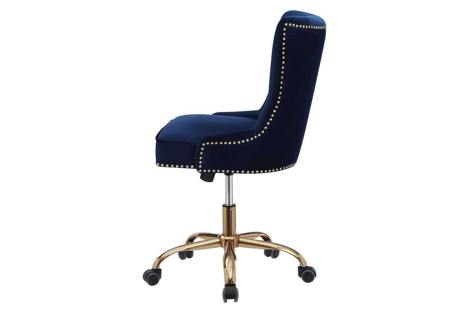 Coaster - Upholstered Office Chair With Nailhead in Blue/Brass