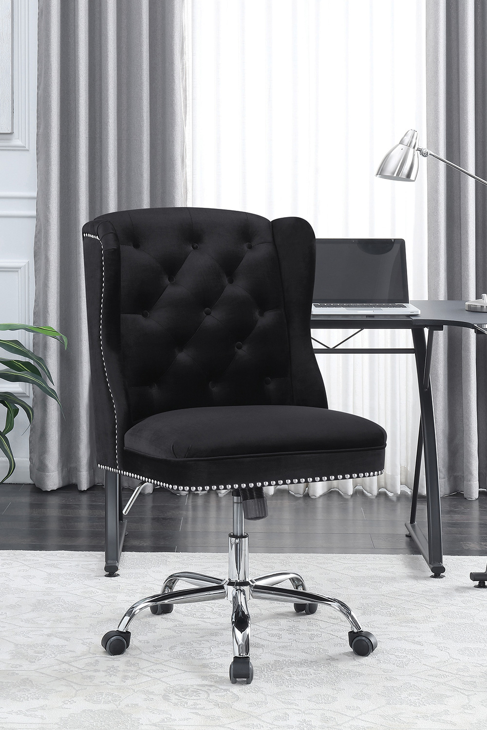 Coaster - Upholstered Tufted Office Chair in Black/Chrome