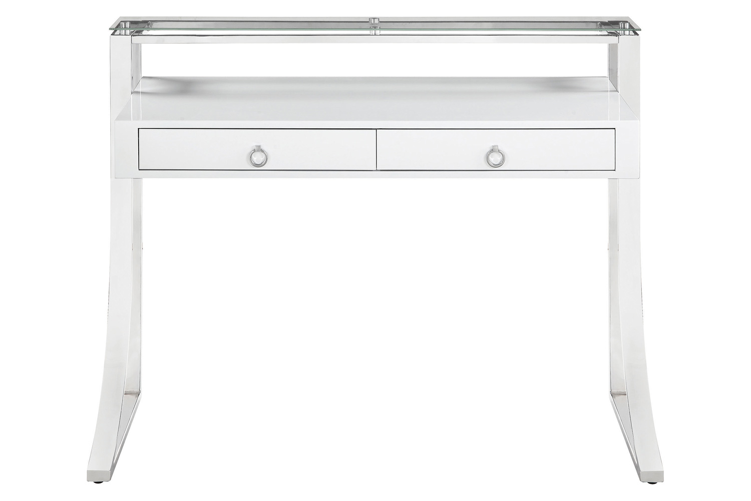 Coaster - Gemma 2-Drawer Writing Desk in Glossy White/Chrome