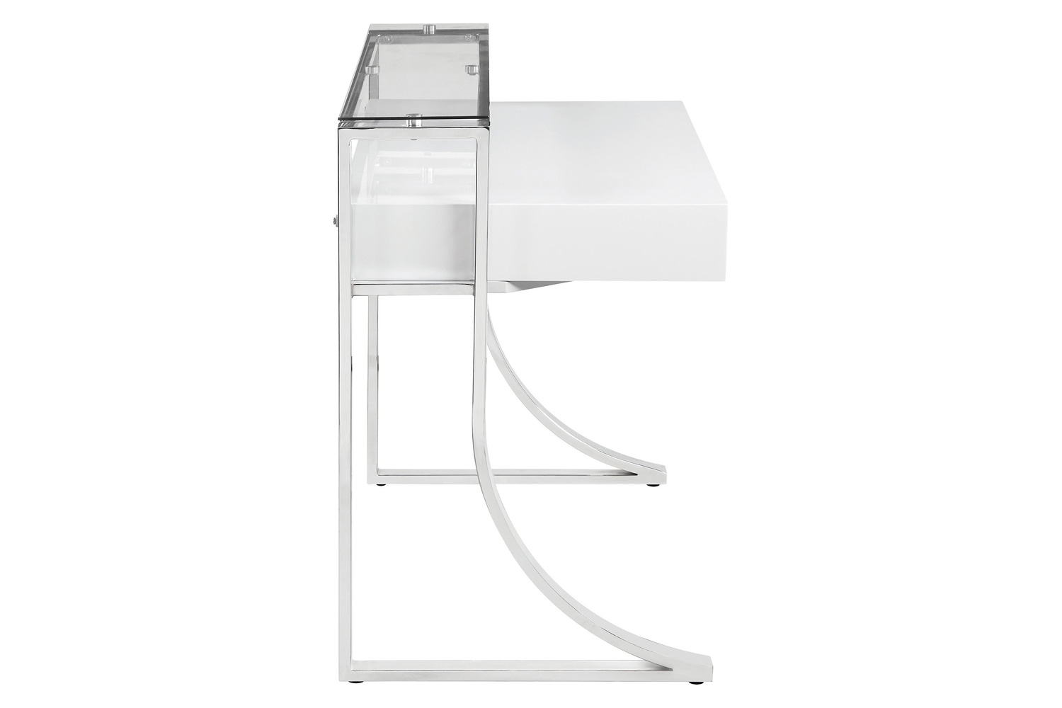 Coaster - Gemma 2-Drawer Writing Desk in Glossy White/Chrome