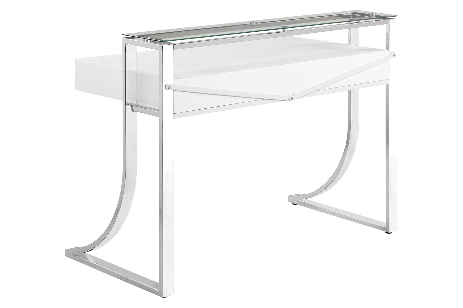 Coaster - Gemma 2-Drawer Writing Desk in Glossy White/Chrome